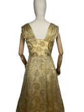 Load image into Gallery viewer, Original 1950's Berthe Alexandrie Gold Lame Organza Cocktail Dress - Bust 35 36