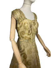 Load image into Gallery viewer, Original 1950's Berthe Alexandrie Gold Lame Organza Cocktail Dress - Bust 35 36