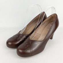 Load image into Gallery viewer, Original 1940's Brown Leather Court Shoes with Punch Detail by Norvic - UK 5.5 6