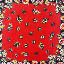 Load image into Gallery viewer, Original 1940's Pure Silk Hankie in Red, Black, White and Yellow Floral - Great Gift Idea