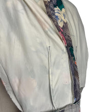 Load image into Gallery viewer, Original 1950's Grey Floral Crinkle Crepe Dress with Crossover Front - Bust 34 36 *