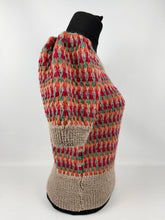 Load image into Gallery viewer, Reproduction 1940’s Hand Knitted Striped Jumper in Green, Red and Rust - Bust 34 36