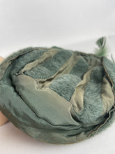 Load image into Gallery viewer, Original 1930's Sage Green Mohair, Crepe and Feather Turban Hat