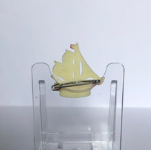 Load image into Gallery viewer, Vintage Early Plastic Green Sailing Ship Brooch