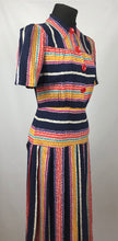 Load image into Gallery viewer, Amazing 1940s CC41 Striped Crepe Dress - B34