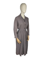 Load image into Gallery viewer, Original 1940's Brown and Pink Day Dress with Tie Belt and Glass Buttons - Bust 40"