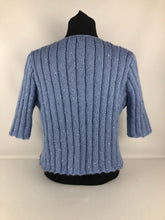 Load image into Gallery viewer, 1940s Reproduction Hand Knitted Bolero in Fluffy Blue Sequin Yarn - B38 40 42 44