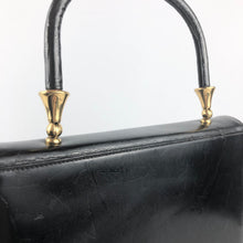 Load image into Gallery viewer, 1950s Black Vinyl Handbag With Matching Red Coin Purse