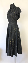 Load image into Gallery viewer, 1950s Black, Silver and Gold Silk Taffeta Dress - B36