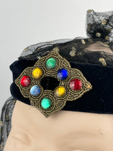 Load image into Gallery viewer, Absolutely Fabulous 1920s 1930s Headdress in Black Velvet, Net and Glitter