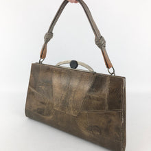 Load image into Gallery viewer, 1930s 1940s Brown Reptile Skin Bag with Matching Coin Purse