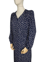 Load image into Gallery viewer, Original 1930's/1940's Volup Novelty Print Day Dress in Navy and White with Butterfly Print - Bust 44 46