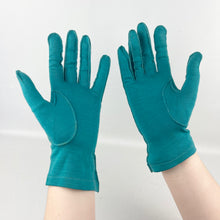 Load image into Gallery viewer, Vintage 1950's or 1960's Empired Made Seamed Gloves in Bright Turquoise - Great Vintage Accessory