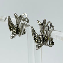 Load image into Gallery viewer, Beautiful 1940's 1950's Blue Bird Shaped Earrings with Marcasite Middles