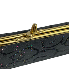 Load image into Gallery viewer, Original 1950's Black Fabric Purse with Glitter and Flock Design - Wonderful Clutch *