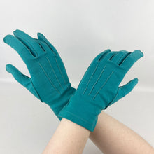 Load image into Gallery viewer, Vintage 1950's or 1960's Empired Made Seamed Gloves in Bright Turquoise - Great Vintage Accessory