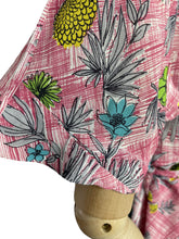 Load image into Gallery viewer, Original 1950's Pink Cotton Dress with Floral Print in Blue, Yellow, Grey and Green - Bust 38 40 *