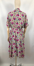 Load image into Gallery viewer, 1940s Floppy Cotton Dress with Pink Roses Print - Bust 40 42