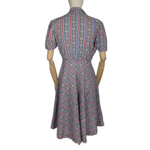 Load image into Gallery viewer, Original 1940's Floral Stripe Cotton Day Dress with Chevron Skirt - Bust 38 *