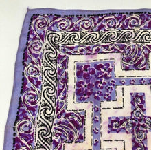 Load image into Gallery viewer, Original1940's Purple, Pink and Black Silk Crepe Hanky - FREE UK P&P