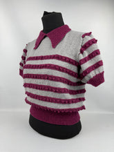 Load image into Gallery viewer, Reproduction 1930's Burgundy and Grey Stripe Bobble Jumper - Bust 36 38 40