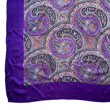 Load image into Gallery viewer, Original 1940's Pure Silk Scarf in Cadbury Purple with Bold Paisley Print