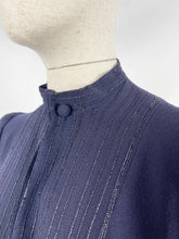 Load image into Gallery viewer, Original Late 1930s Midnight Blue Evening Coat with Embroidered Detail and Double Button Collar - Bust 34 35