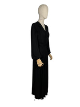 Load image into Gallery viewer, Original 1940's Black Crepe Balloon Sleeved Evening Gown - Bust 35 36