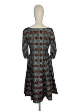 Load image into Gallery viewer, Original 1950's 1960's Bronze, Silver and Gold Cocktail Dress by A Lincoln Model - Bust 38"