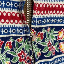 Load image into Gallery viewer, Original 1940's Floral Stripe Cotton Day Dress with Chevron Skirt - Bust 38 *