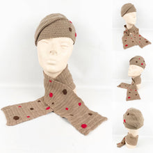 Load image into Gallery viewer, Original Knitted Cap and Scarf with Polka Dot Embroidery