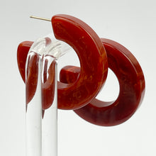 Load image into Gallery viewer, Vintage 1940's 1950's Autumnal Bakelite Hoop Earrings for Pierced Ears