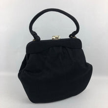 Load image into Gallery viewer, 1940s Large Black Bag Covered with Fabric