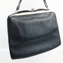 Load image into Gallery viewer, 1930s Midnight Blue Leather Handbag with Scalloped Detail