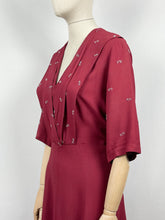 Load image into Gallery viewer, Original 1940s Red Crepe Beaded Dress - Wounded - Bust 38 39 40