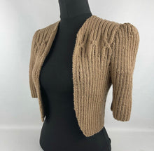 Load image into Gallery viewer, 1940's Reproduction Hand Knitted Bolero in Mocha Brown - B34 36 38 40