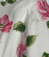 Load image into Gallery viewer, Original 1950's St Michael Marspun White Floppy Cotton Dress with Pink Rose Print Bust 36