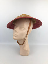 Load image into Gallery viewer, Original 1950s Tri Coloured Conical Straw Hat - Perfect Summer Hat