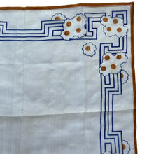 Load image into Gallery viewer, Original 1930's Semi Sheer Silk Hankie in Brown and Blue Design - Great Gift Idea