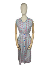 Load image into Gallery viewer, Original 1940's Floral Cotton Sleeveless Chore Dress in Blue, Red, Green and White - Bust 36 37 38