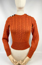Load image into Gallery viewer, 1930's Reproduction Hand Knitted Long Sleeved Cable Jumper in Rust Alpaca Wool - Bust 34 35