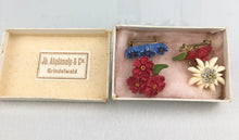 Load image into Gallery viewer, Original 1930s 1940s Swiss Floral Brooch Set
