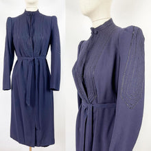 Load image into Gallery viewer, Original Late 1930s Midnight Blue Evening Coat with Embroidered Detail and Double Button Collar - Bust 34 35