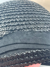 Load image into Gallery viewer, Original 1930s Black Straw Cloche Hat with Charming Cherry Trim