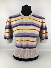 Load image into Gallery viewer, 1940s Reproduction Jumper In Colour Stripes - Bust 40 42 - Volup Knitwear