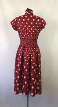 Load image into Gallery viewer, 1940s 1950s Marie Moore Red & White Polka Dot Grosgrain Silk Dress - B32