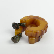 Load image into Gallery viewer, Vintage 1940's 1950's Mottled Brown Bakelite Clip On Hoop Earring