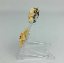 Load image into Gallery viewer, Vintage 1940s 1950s Carved Daffodil Brooch and Clip on Earring Set
