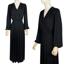 Load image into Gallery viewer, Original 1940's Black Crepe Balloon Sleeved Evening Gown - Bust 35 36