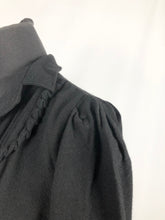 Load image into Gallery viewer, 1930s 1940s Black Wool Pleated Dress with Ruffle Trim - Bust 36
